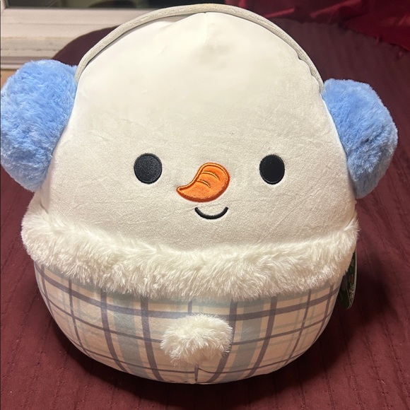 Squishmallows Manny Snowman with Blue and White Plaid - Picture 6 of 6